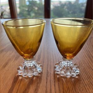 Set of 2 Vintage Anchor Hocking Amber Boopies/Goblets